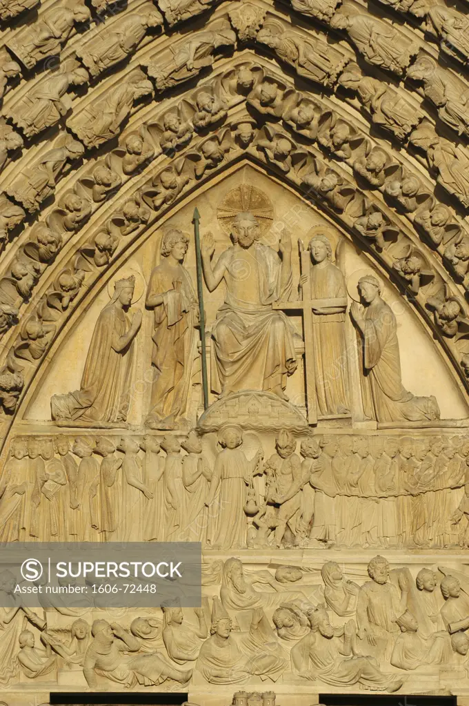France, Paris, Notre Dame de Paris cathedral  Judgment gate tympanum