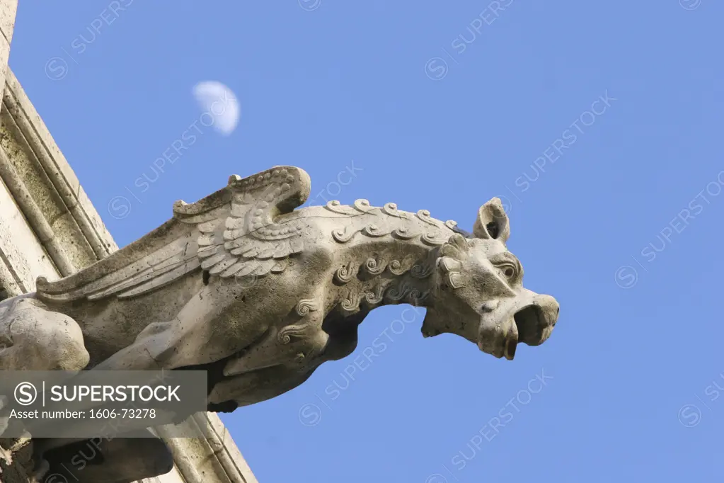 France, Paris, Montmartre Sacred Heart basilica gargoyle