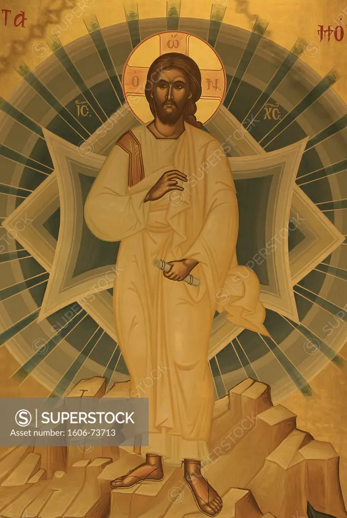 Grèce, Macédoine, Thessalonique, Greek orthodox icon depicting Jesus's Transfiguration