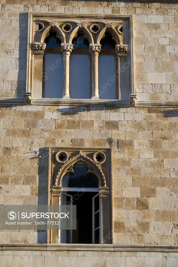 Croatia, Hvar, Renaissance style window