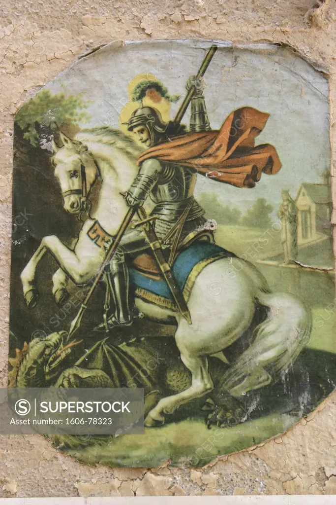 Egypte, Le Caire, Coptic image: Saint Georges slaying dragon