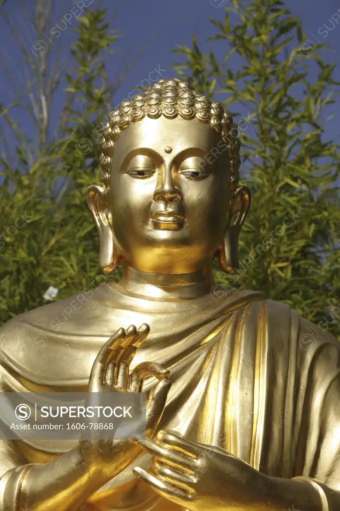 France, Rhône, Sainte-Foy-Lès-Lyon, Sitting Buddha statue