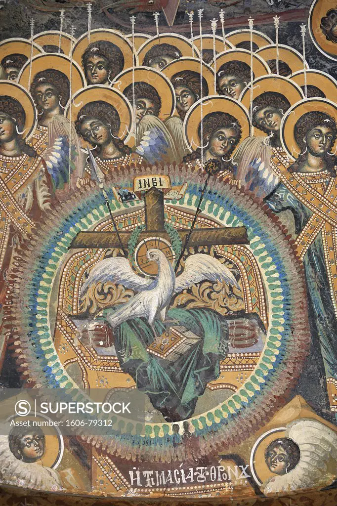 Grèce, Mont Athos, Fresco in Koutloumoussiou monastery on Mount Athos : Lamb of the Apocalypse