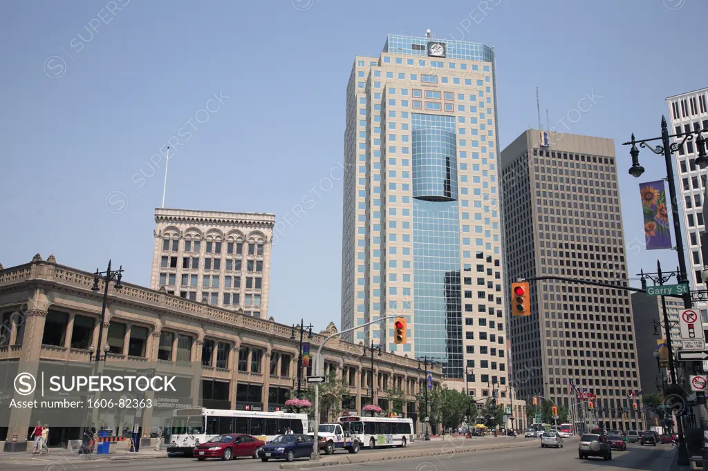 Canada, Manitoba, Winnipeg, Portage Ave., downtown street scene