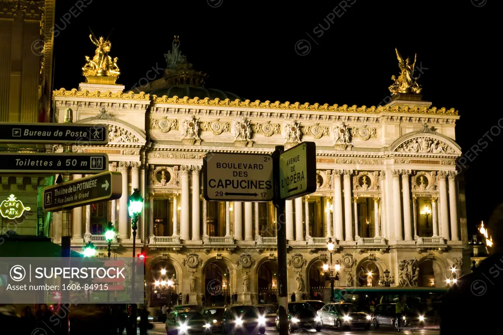 Paris. Garnier opera. Outside night..