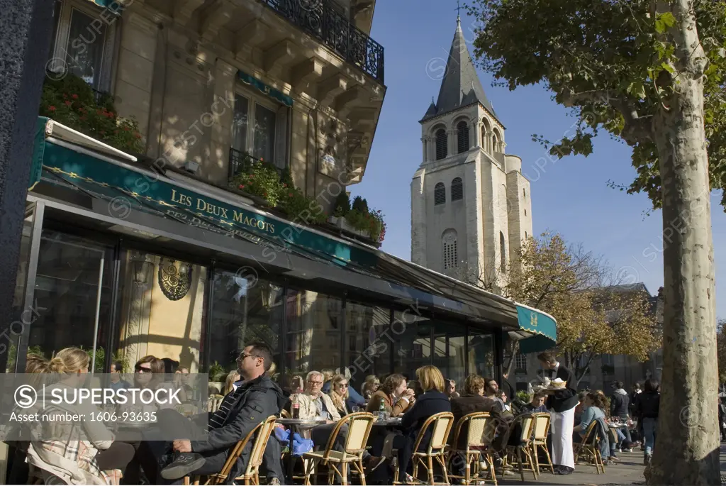 France, Paris, St Germain des Prs, cafe terrace (Les 2 magots)