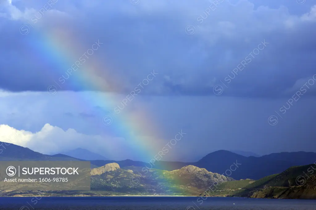 France, Corse, rainbow, seaside