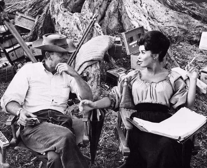 On the set, Sam Peckinpah with Senta Berger , Major Dundee , 1965 directed by Sam Peckinpah Columbia Pictures