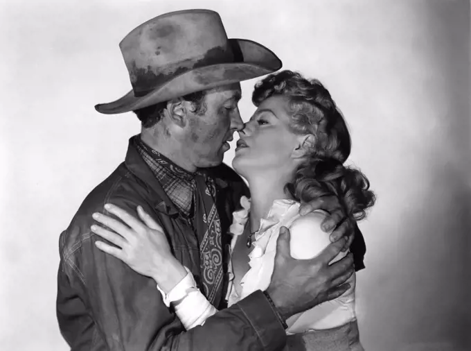 James Stewart and shelley Winters , Winchester 73 , 1950 directed by Anthony Mann Universal Pictures