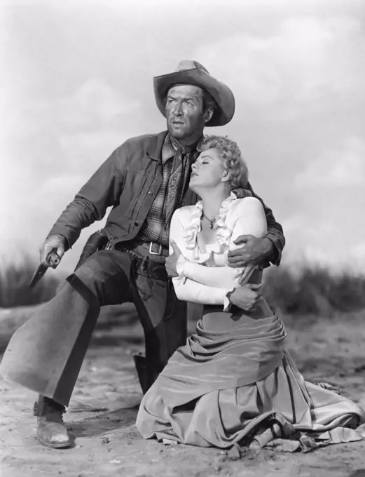 James Stewart and shelley Winters , Winchester 73 , 1950 directed by Anthony Mann Universal Pictures
