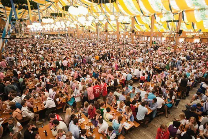 Germany,Baveria,Munich,Oktoberfest,Typical Beer Tent Scene