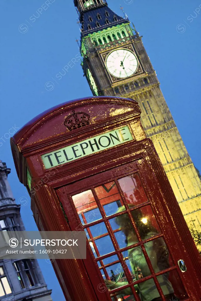 Telephone Box & Big Ben, London, England