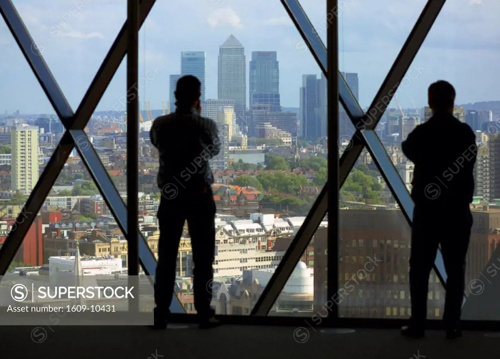 Canary Wharf from Swiss Re Building, London, England