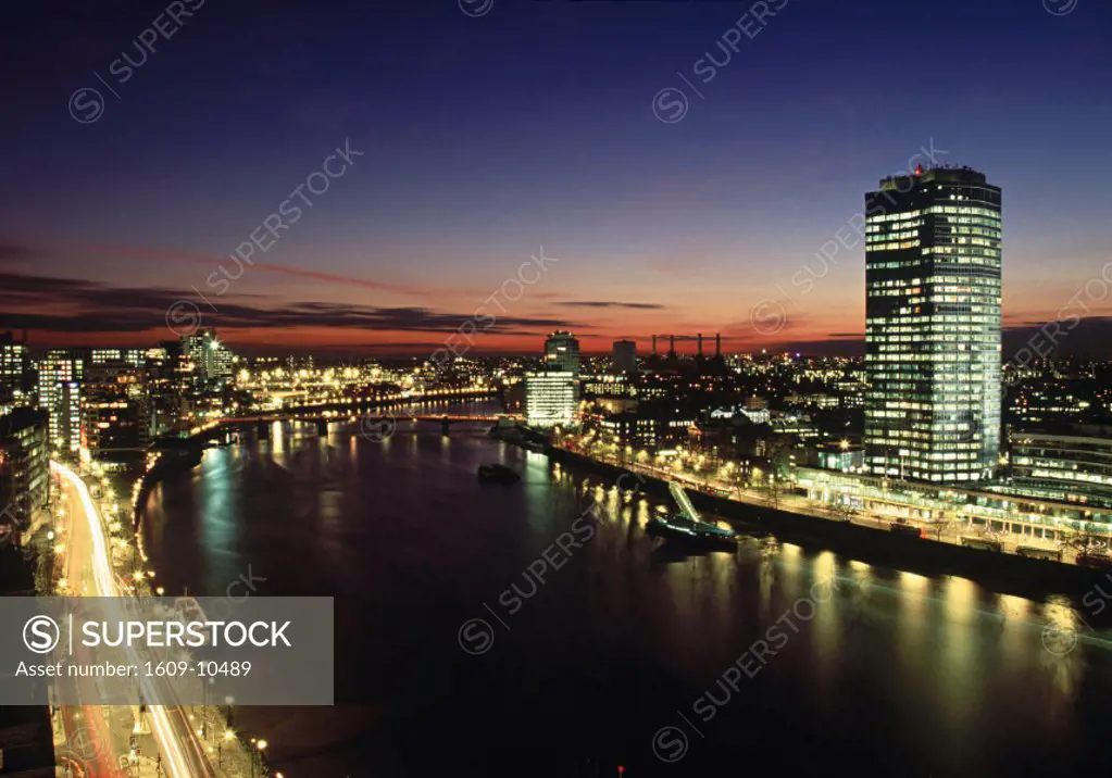 Millbank and River Thames, London, England