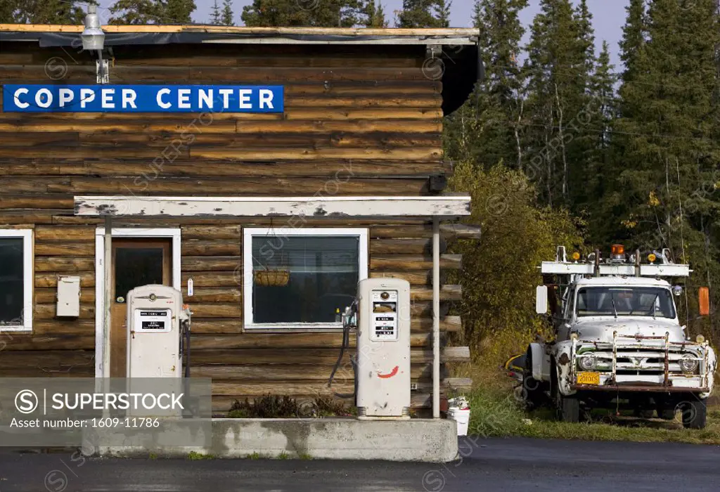 Old gas station, McCarthy, Alaska, USA