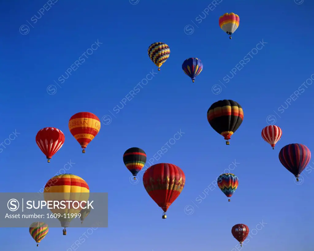 Colourful Hot Air Balloons in Sky, Albuquerque, New Mexico, USA