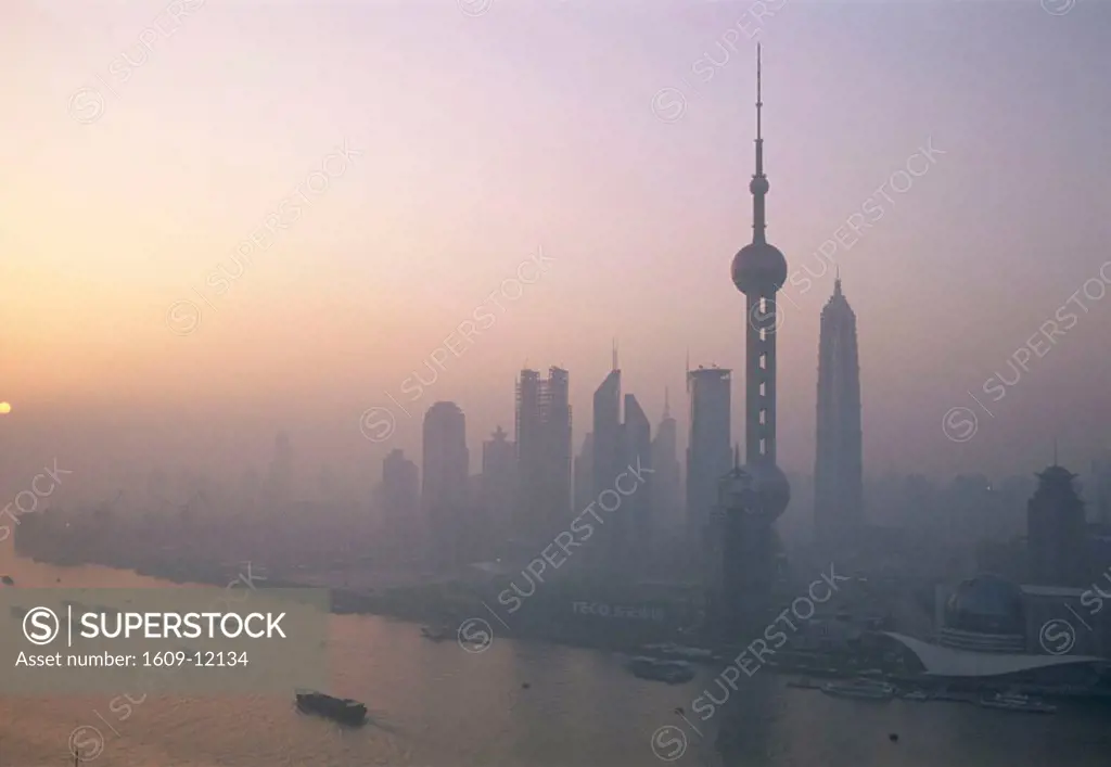 Pudong Skyline / Oriental Pearl Tower & Skyscrapers / Huangpu River, Shanghai, China