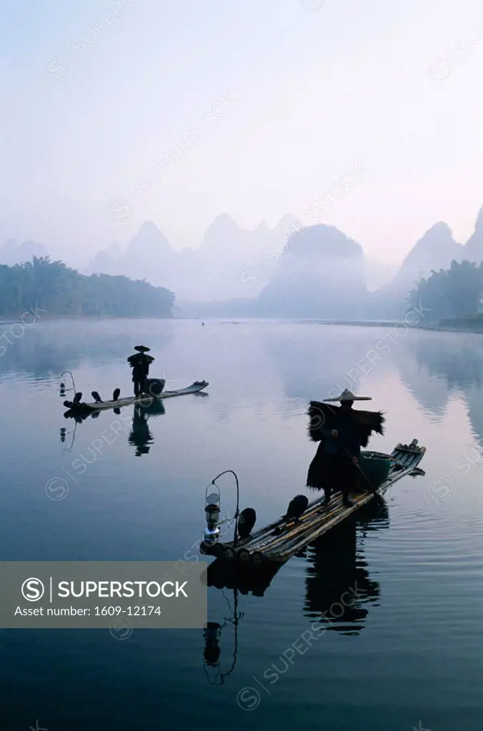 Li River / Cormorant Fishermen / Dawn, Guilin / Yangshou, Guangxi Province, China