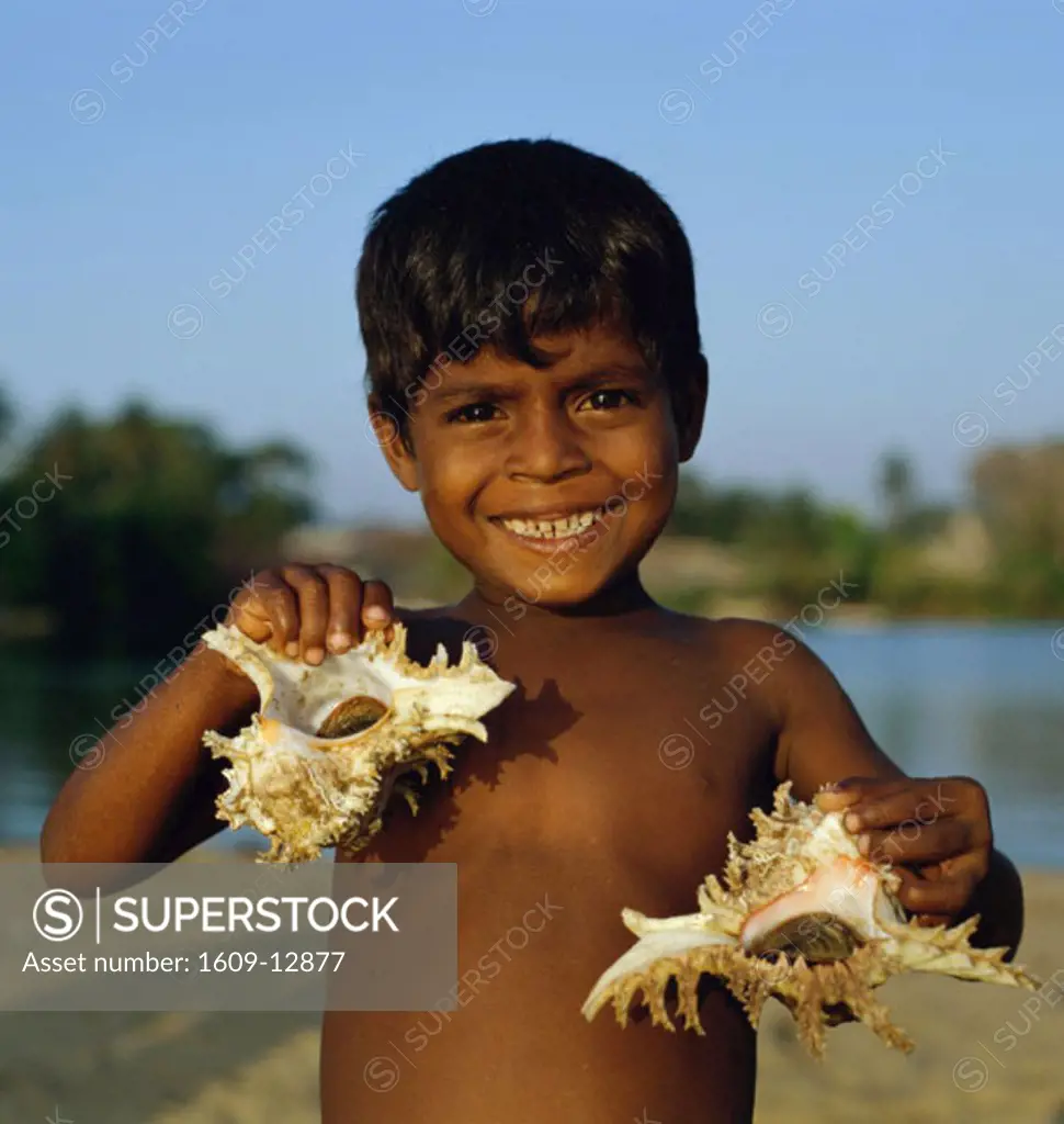 Negombo Beach / Boy with Seashells, Negombo, Sri Lanka