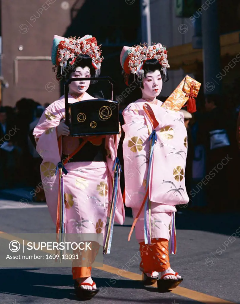 Geisha Parade / Geishas Dressed in Traditional Costume / Kimono, Kyoto, Honshu, Japan