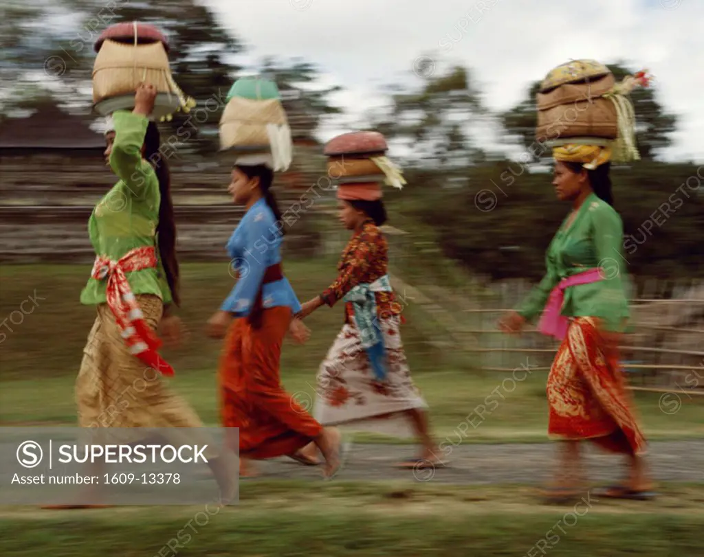 Women Carrying Offerings to Temple Festival (Odalan), Bali, Indonesia
