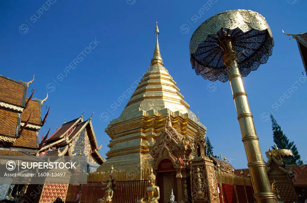 Wat Doi Suthep / Central Chedi & Gold Umbrellas, Chiang Mai, Thailand