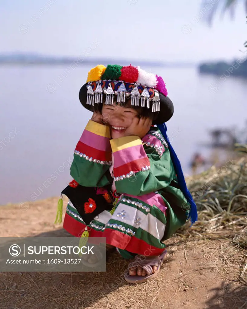 Hill Tribe People / Child / Young Girl Dressed in Ethnic Costume, Chiang Mai, Golden Triangle, Thailand