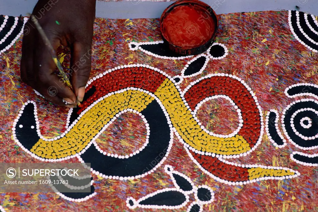 Aboriginal Art / Painting / Detail of Snake, Alice Springs, Northern Territory, New Zealand