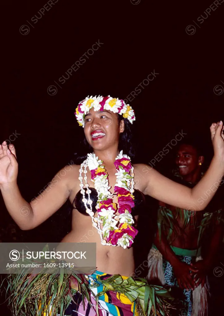 Polynesian Dancer Dressed in Traditional Costume, Aitutaki, Polynesia / South Pacific, Cook Islands