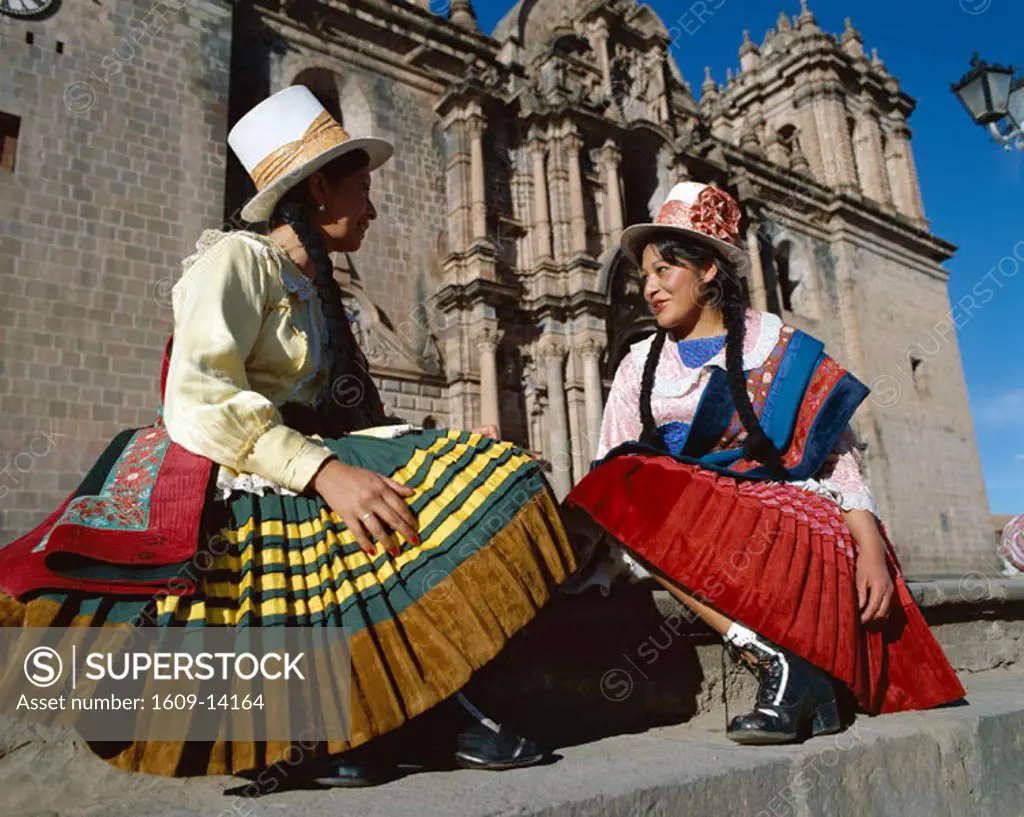 Peruvian Women Dressed in Cuzco Regional Costume, Cuzco, Peru