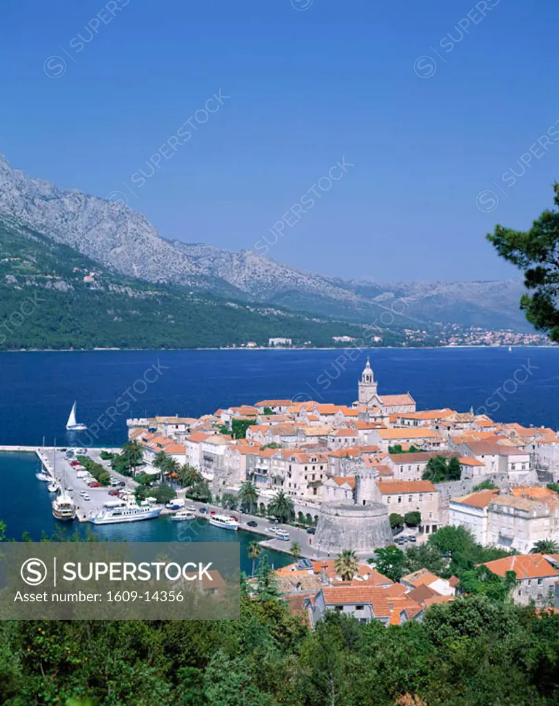 Korcula Island / Town Skyline & Coastline, Korcula, Adriactic Islands, Croatia