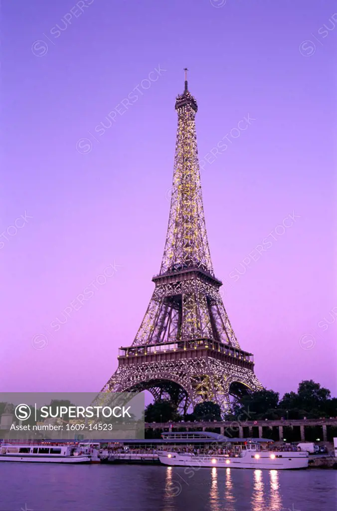 Eiffel Tower (Tour Eiffel) & The Seine / Night View, Paris, France