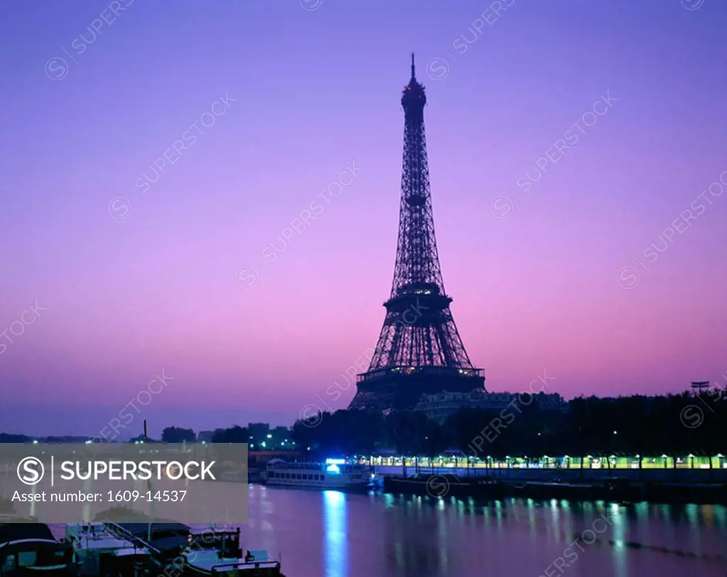 Eiffel Tower (Tour Eiffel) & The Seine River / Night View, Paris, France