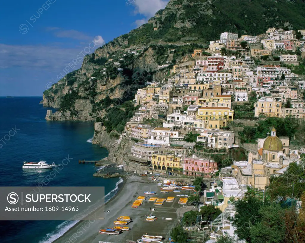 Amalfi Coast (Costiera Amalfitana) / Coastal View & Village, Positano, Campania, Italy