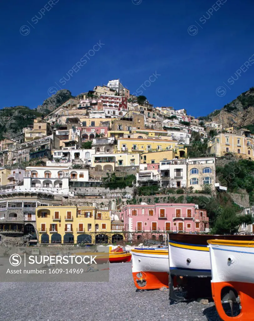 Amalfi Coast (Costiera Amalfitana) / Village & Beach, Positano, Campania, Italy