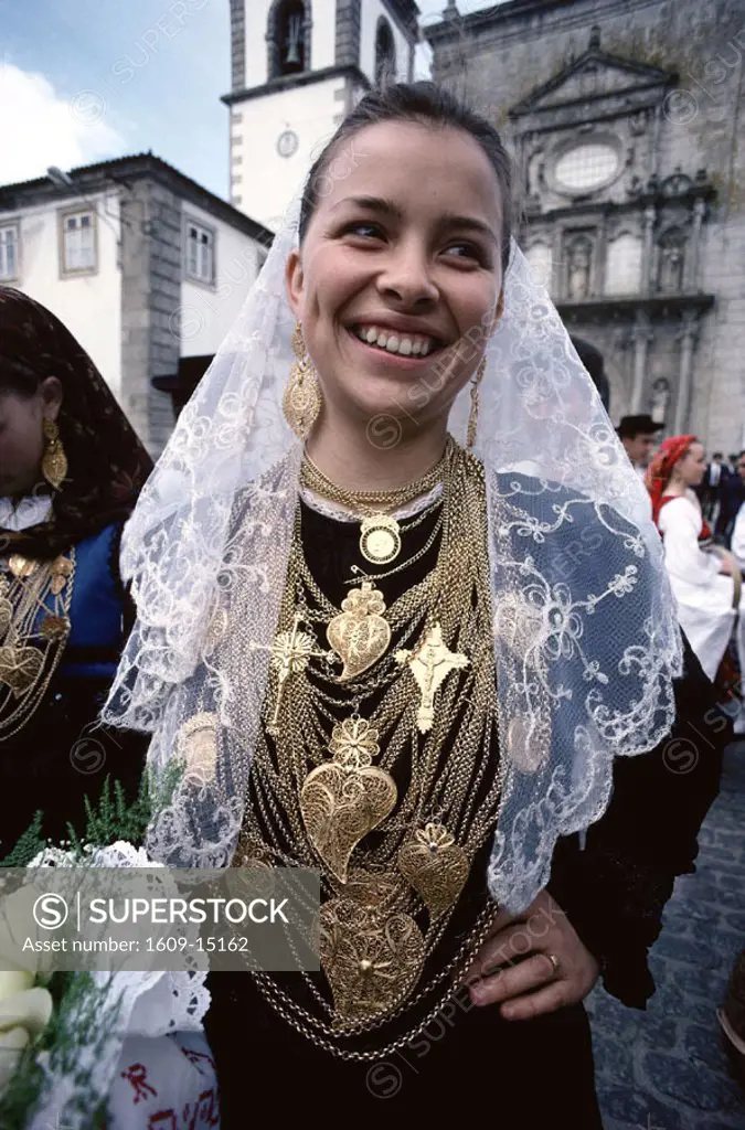 Girl in Dressed in Traditional Costume, Vila Franca do Lima, Portugal