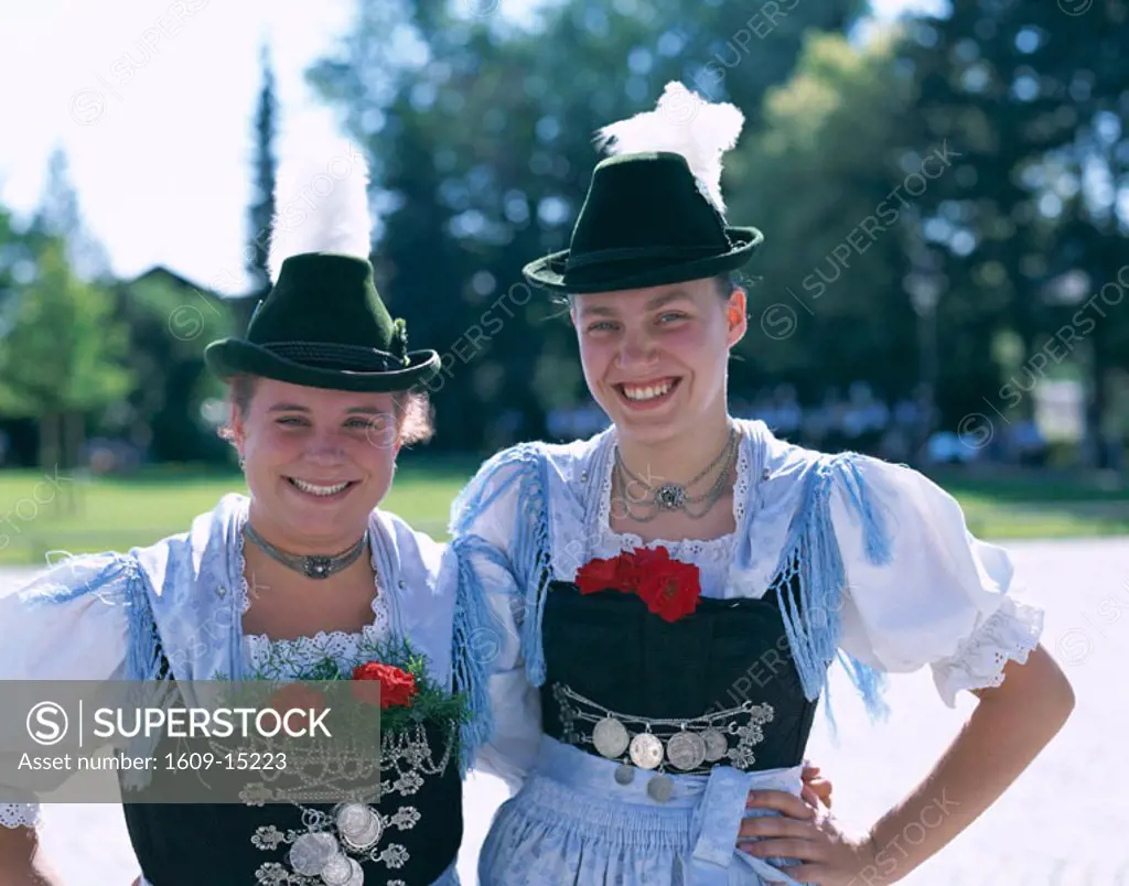 Baverian Festival / Women in Baverian Costume / Dress, Rosenheim, Baveria, Germany