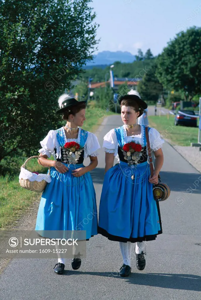 Baverian Festival / Women in Baverian Costume / Dress, Rosenheim, Baveria, Germany