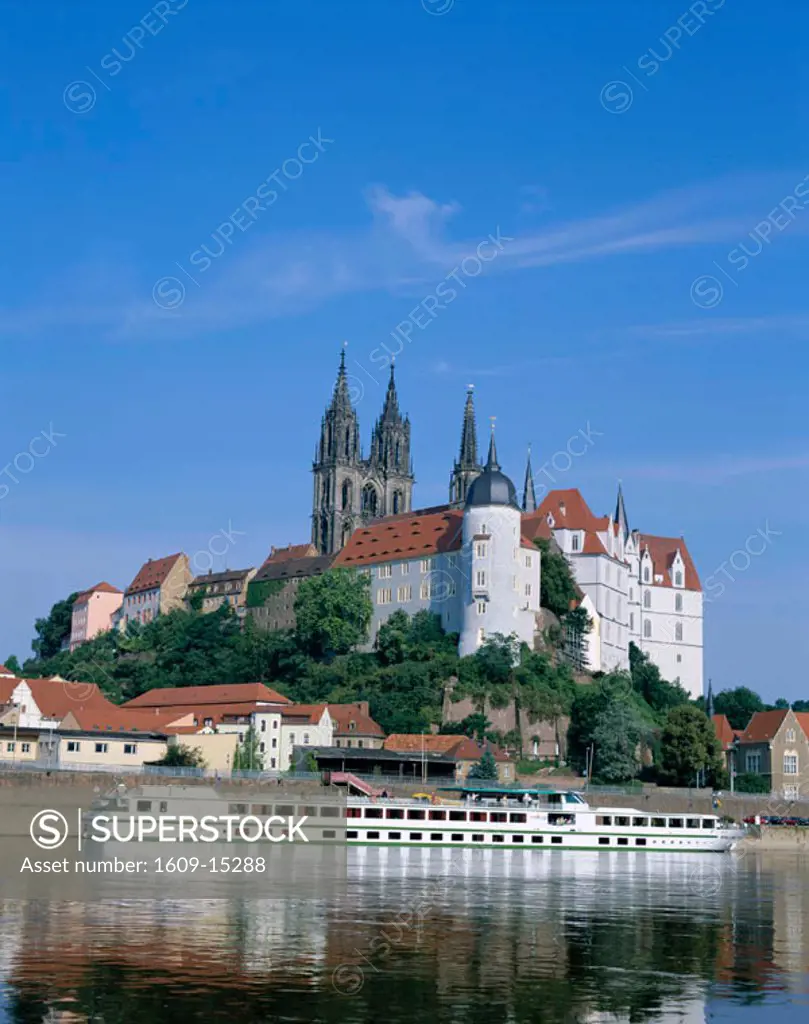 Town View / The Town Hall & Church on Elbe River, Meissen, Saxony, Germany