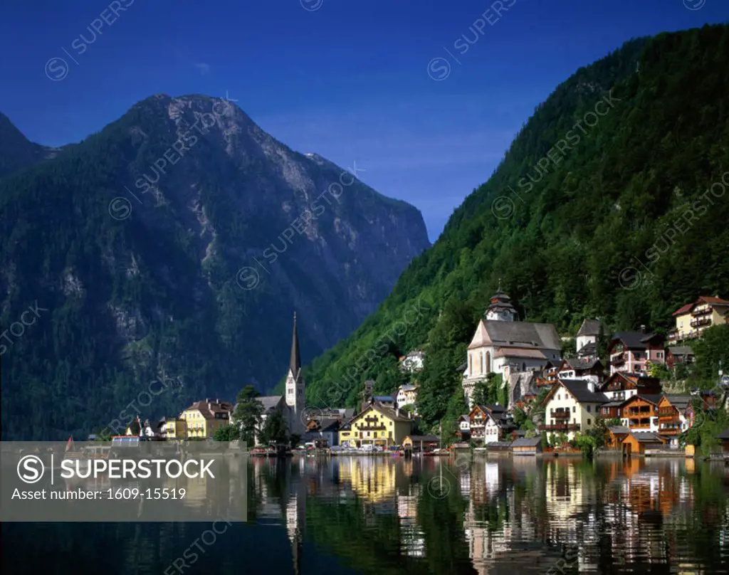 Village with Mountains &  Lake, Hallstatt, Salzkammergut, Austria