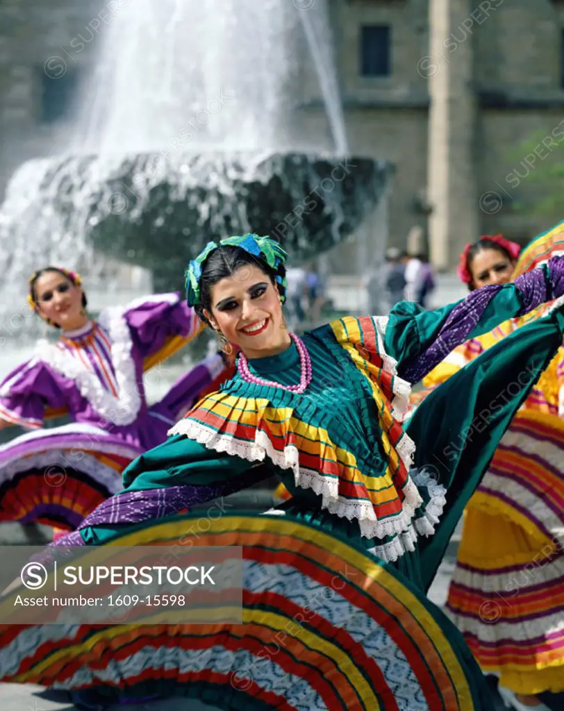 Women Dressed in Traditional Costume / Dancing, Guadalajara, Mexico