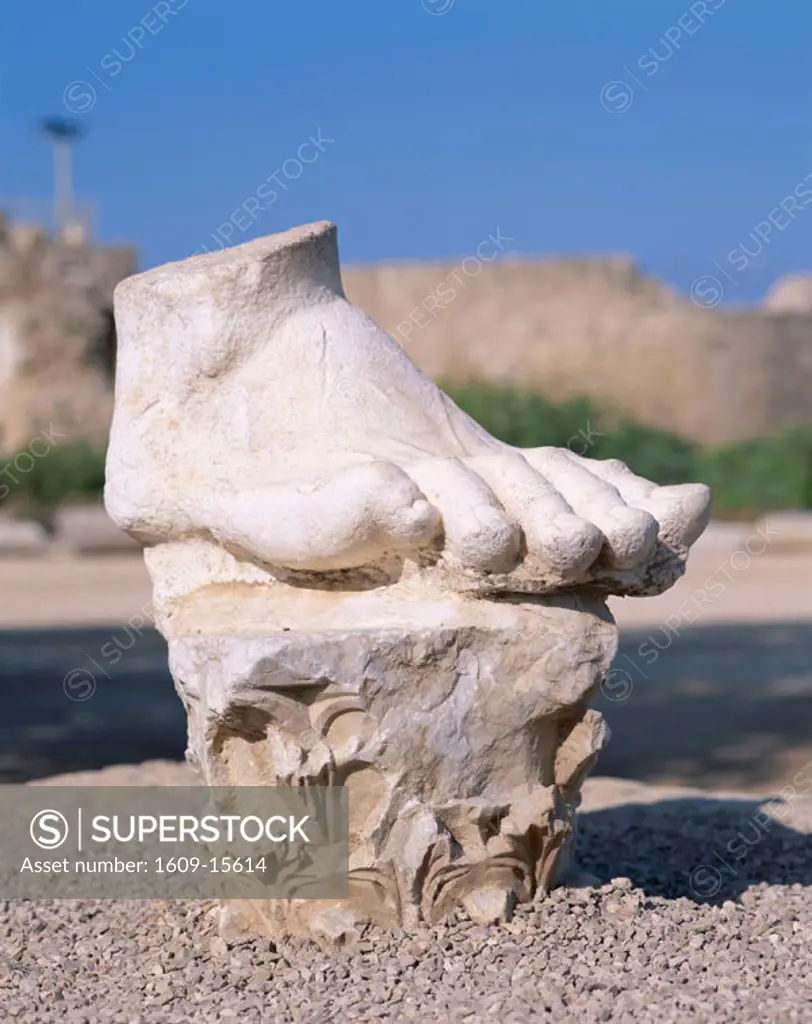 Crusader City Ruins / Statue of Foot, Caesarea, The Coast, Israel
