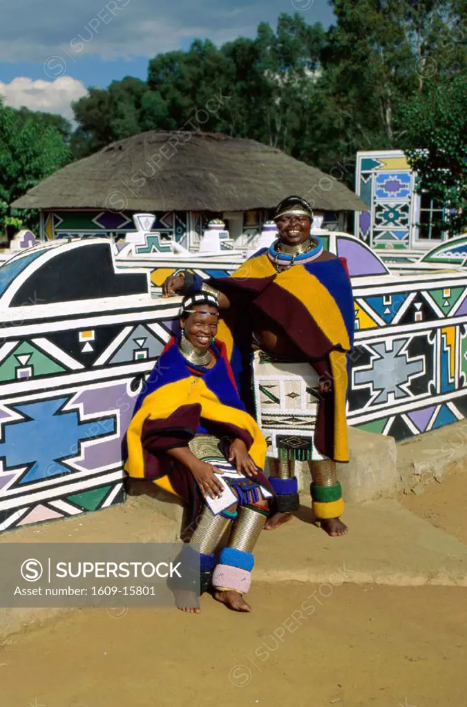 Couple / Two Women Dressed in Ndebele Costume, Kwa Ndebele, Transvaal, South Africa