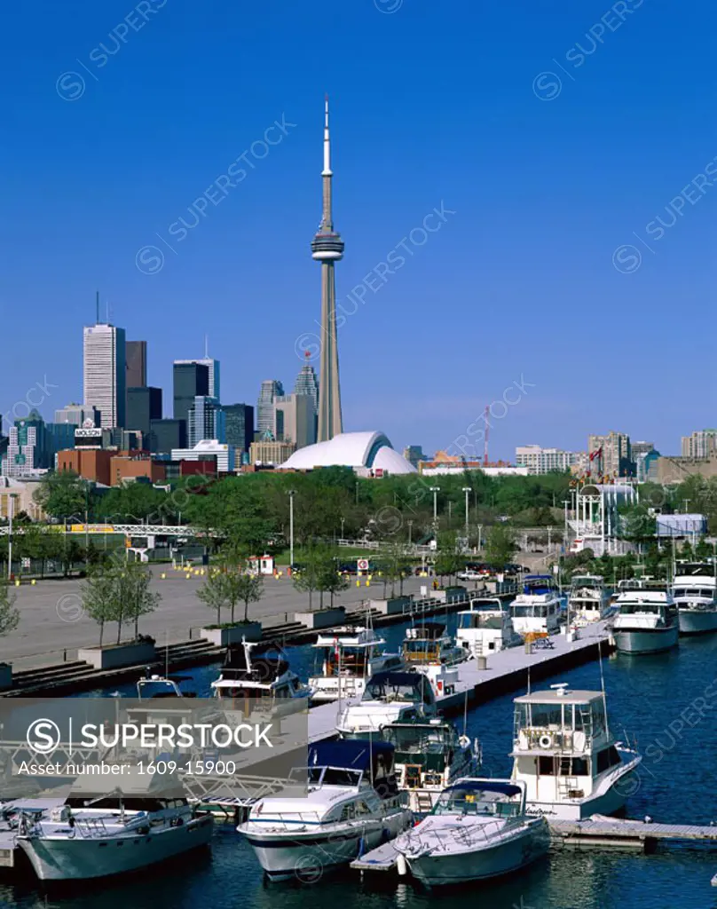 City Skyline & Harbourfront with Boats, Toronto, Ontario, Canada