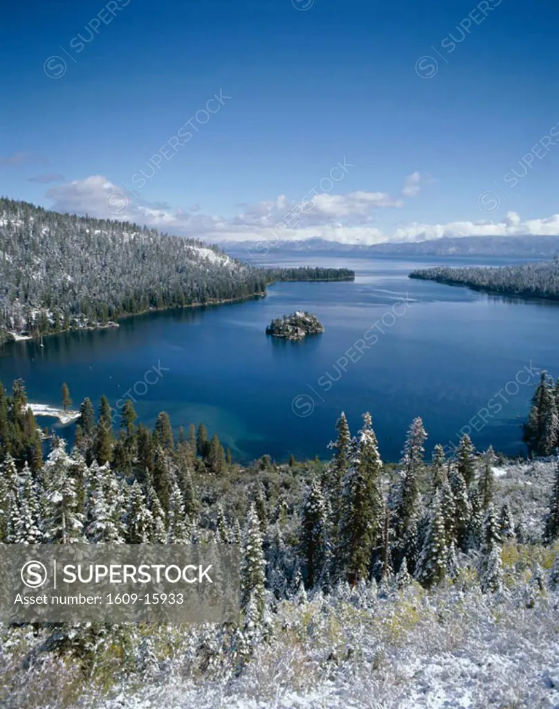 Lake Tahoe / Emerald Bay with Snow, Tahoe, California, USA