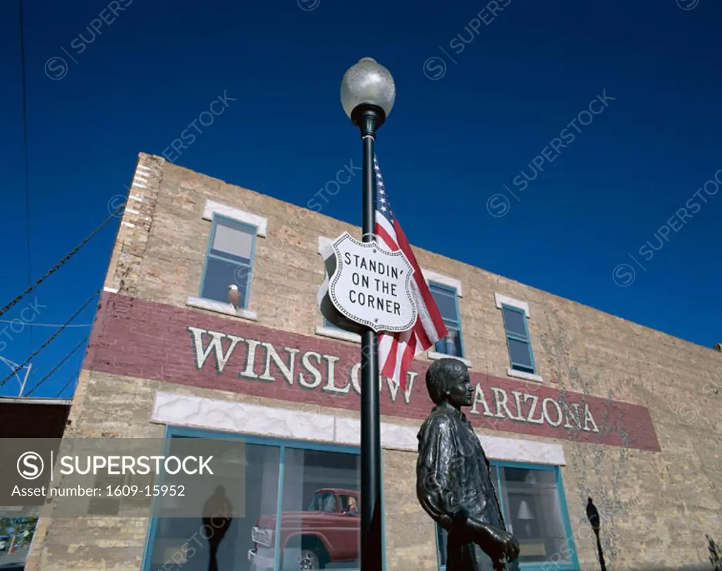 Route 66 / Statue by Ron Adamson titled ´´Standin´ on the Corner´´, Winslow, Arizona, USA