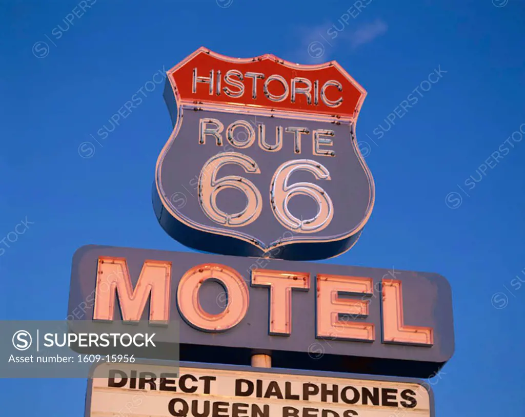 Route 66 / Route 66 Motel Sign, Seligman, Arizona, USA