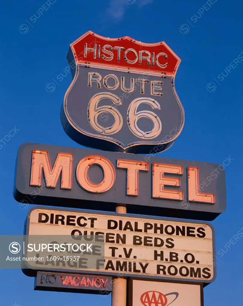 Route 66 / Route 66 Motel Sign, Seligman, Arizona, USA