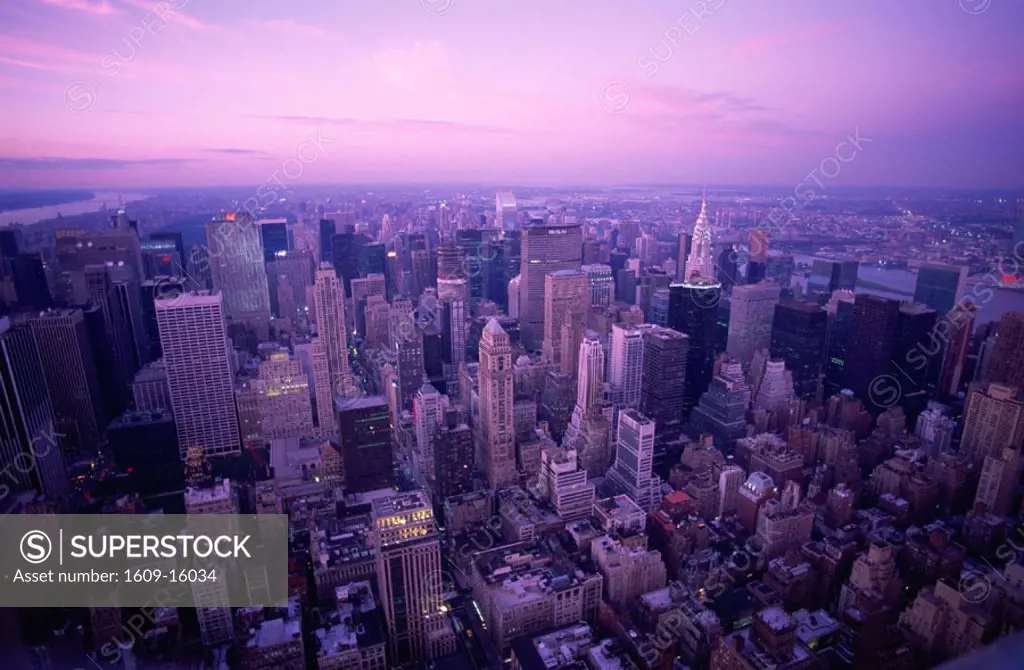 Manhatten City Skyline / Night View / view from Empire State Building, New York City, USA