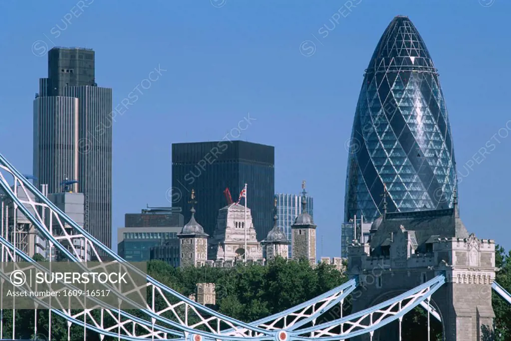 City Skyline & Swiss Re Tower (Gherkin Building) / Architect - Sir Norman Foster, London, England